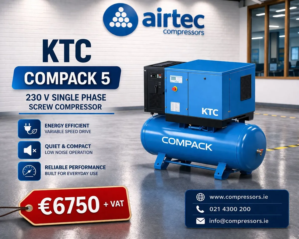 SCREW COMPRESSOR- 230v SINGLE PHASE -IN STOCK - Image 2