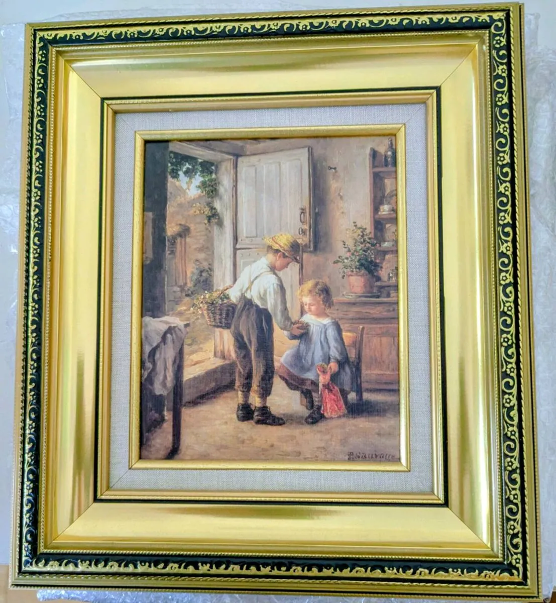 Pictures x 2 gold leaf frames - Image 1