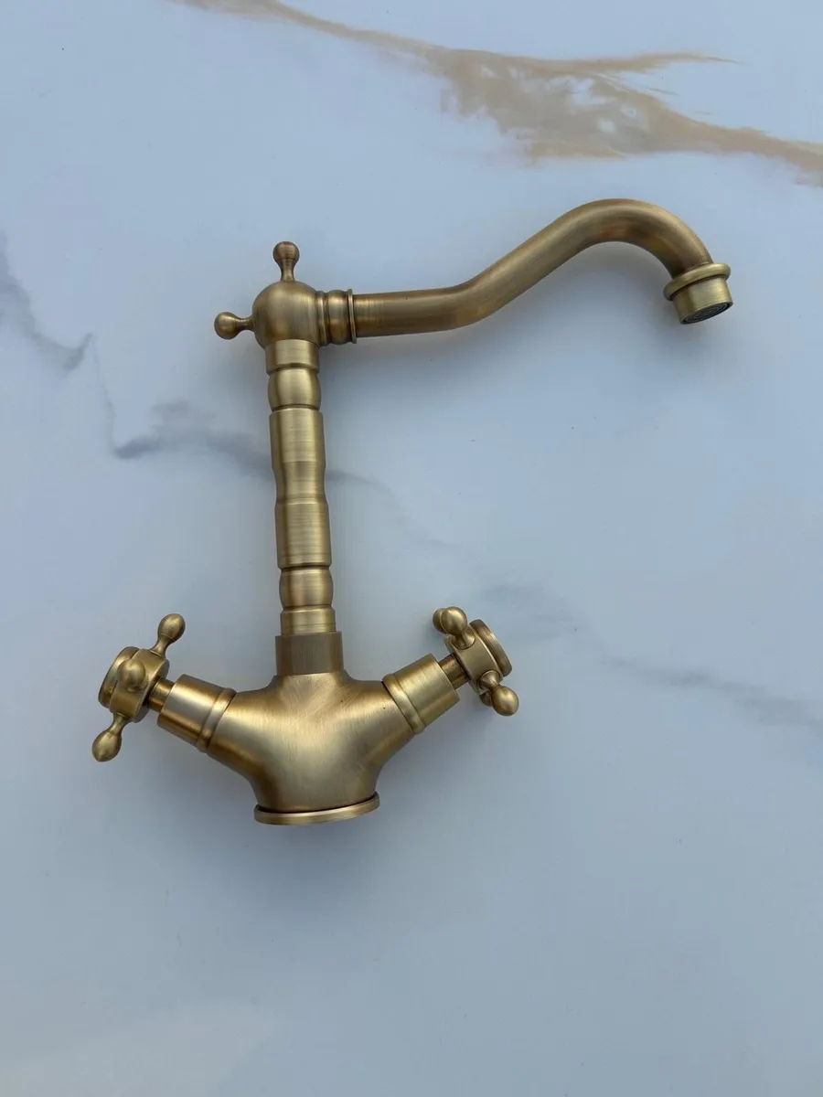 Antique brass Kitchen taps - Image 4
