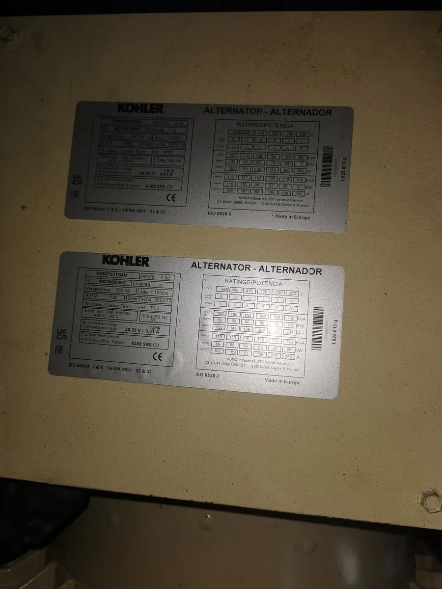 100 KVA Generator - Kohler - Image 2