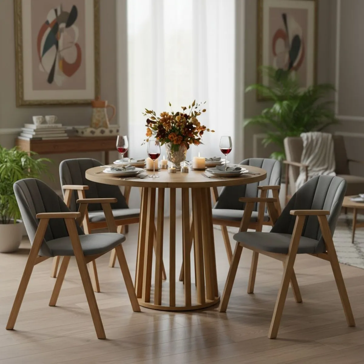 Tovo Extendable Round Dining Table 100-140cm - Image 4