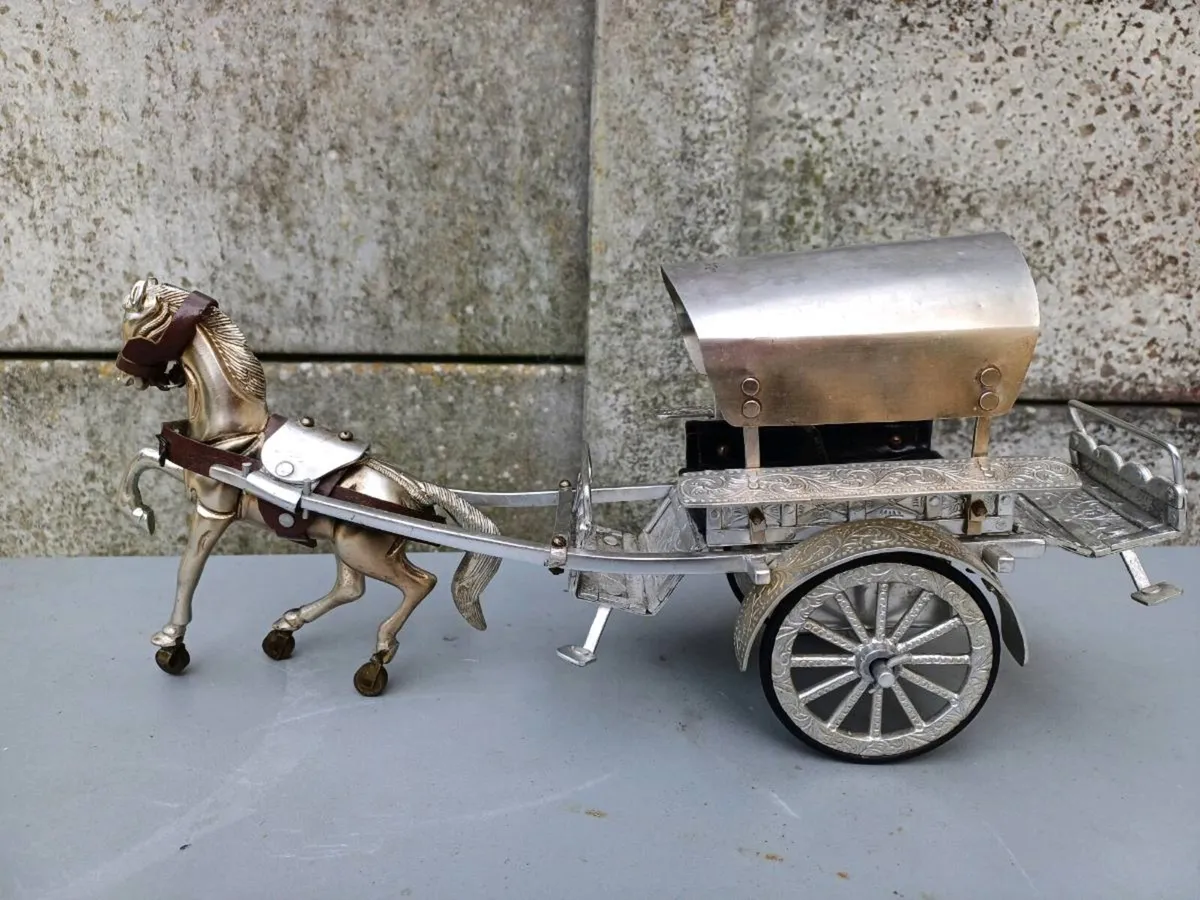 Vintage Metal Horse & Cart - Image 2