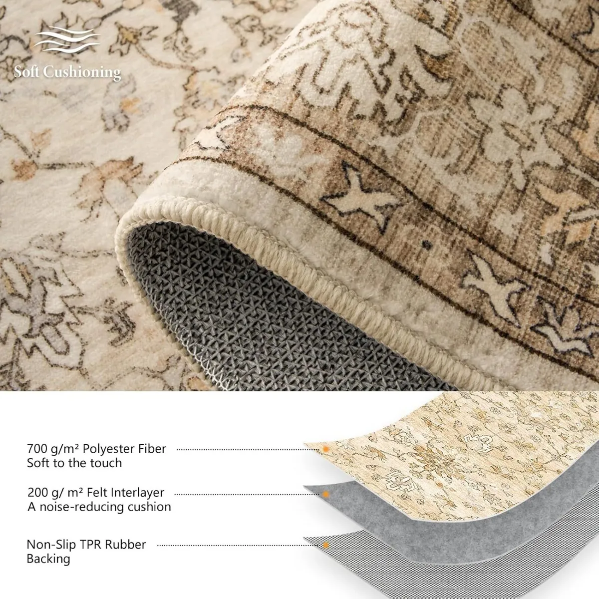 Large Rugs for Living Room 200x290 Faux Wool - Image 2