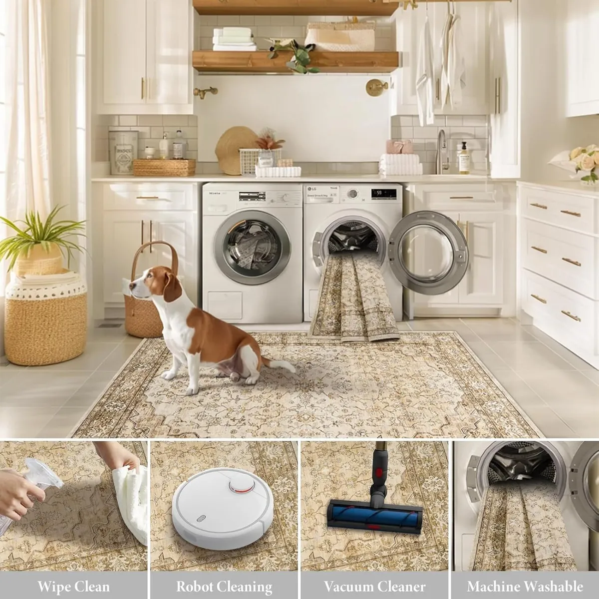 Large Rugs for Living Room 200x290 Faux Wool - Image 3