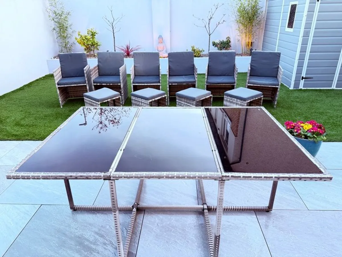 10 Seater Rattan Outdoor Dining Set - Image 1