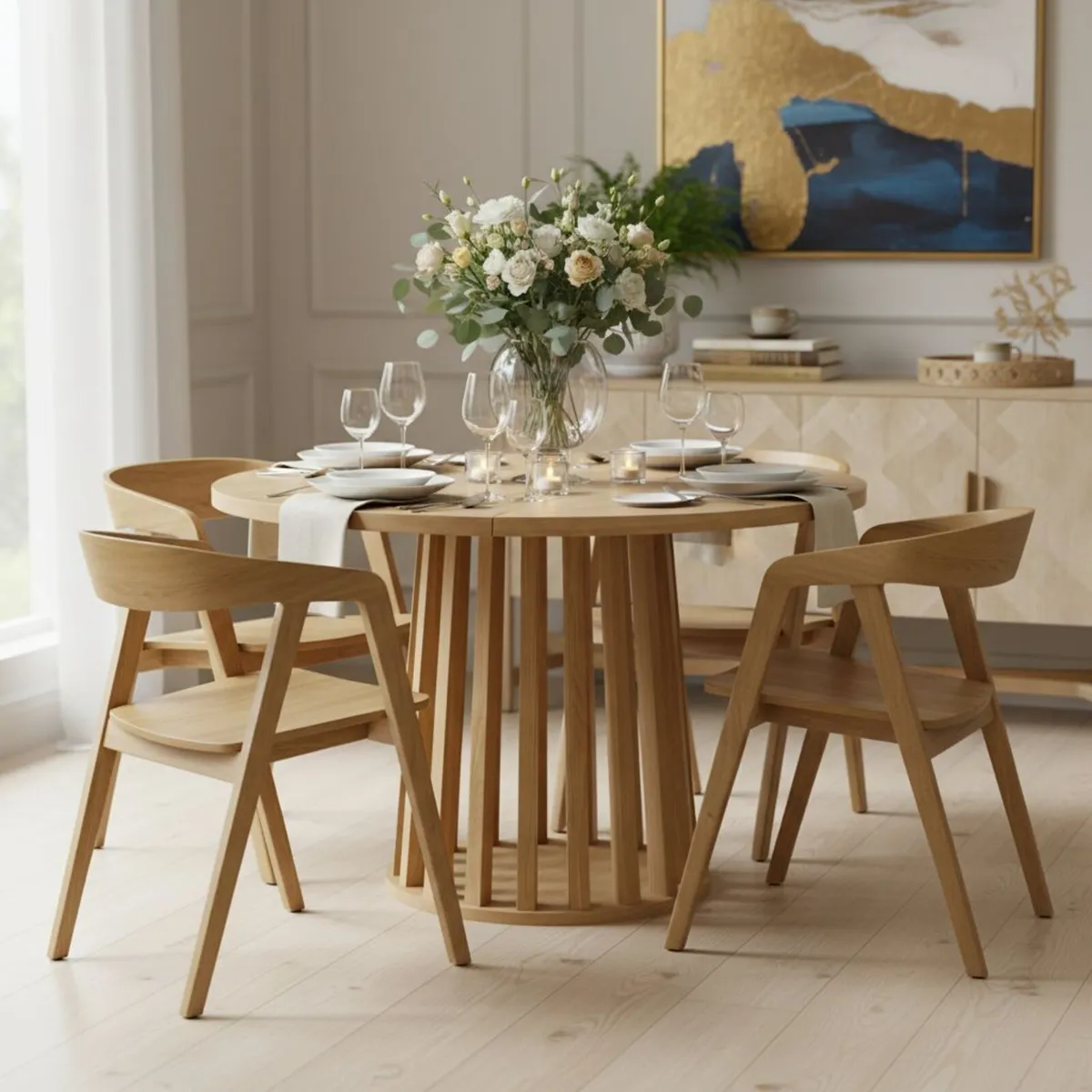 Tovo Extendable Round Dining Table 100-140cm - Image 1