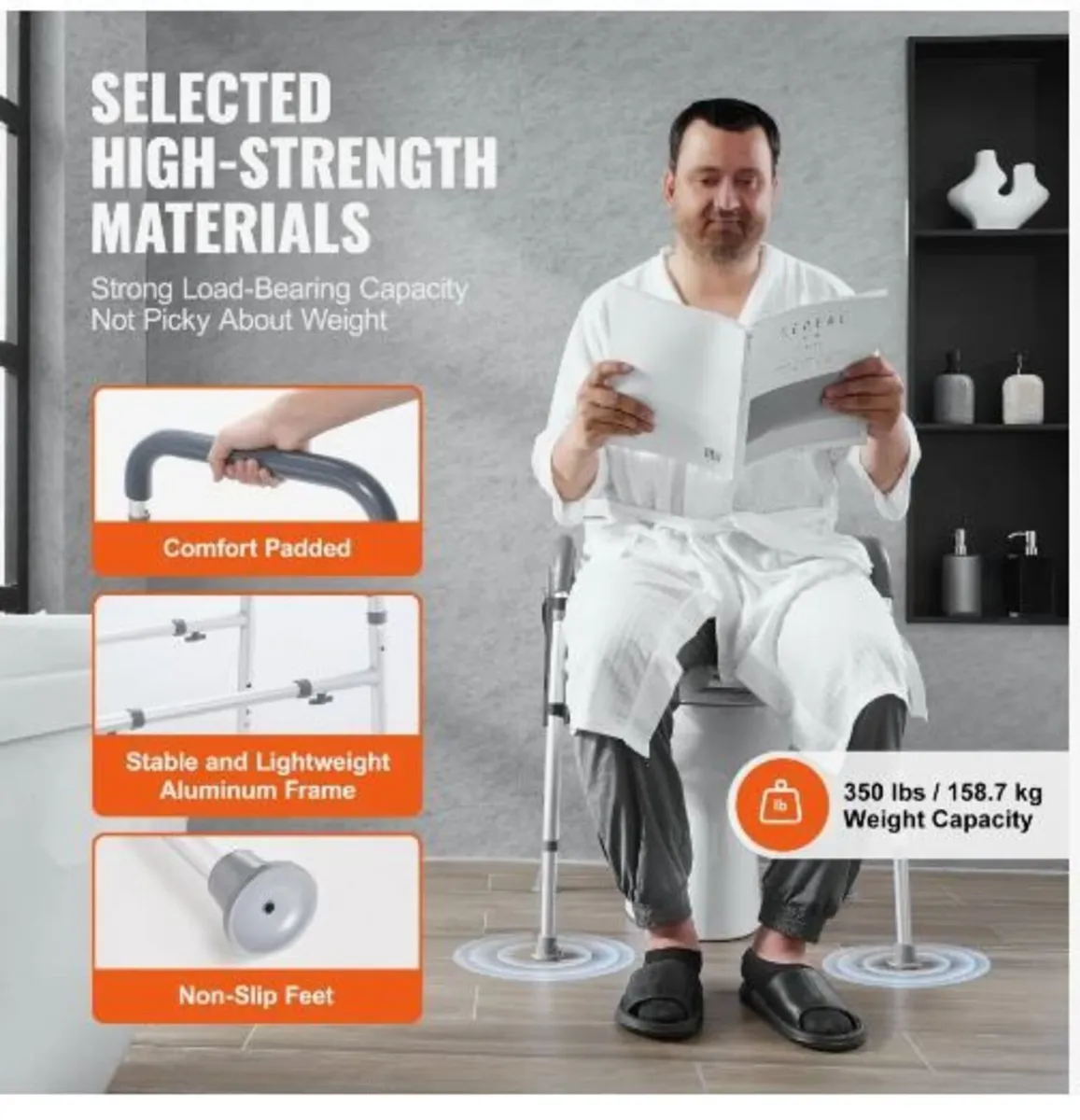 Raised Toilet Seat, 7-Position Height Adjustment - Image 3