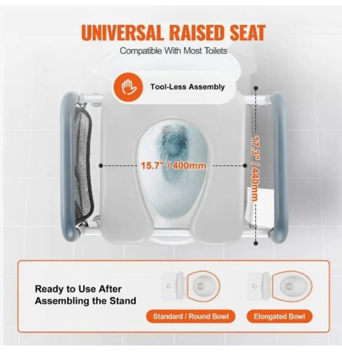 Raised Toilet Seat, 7-Position Height Adjustment - Image 4