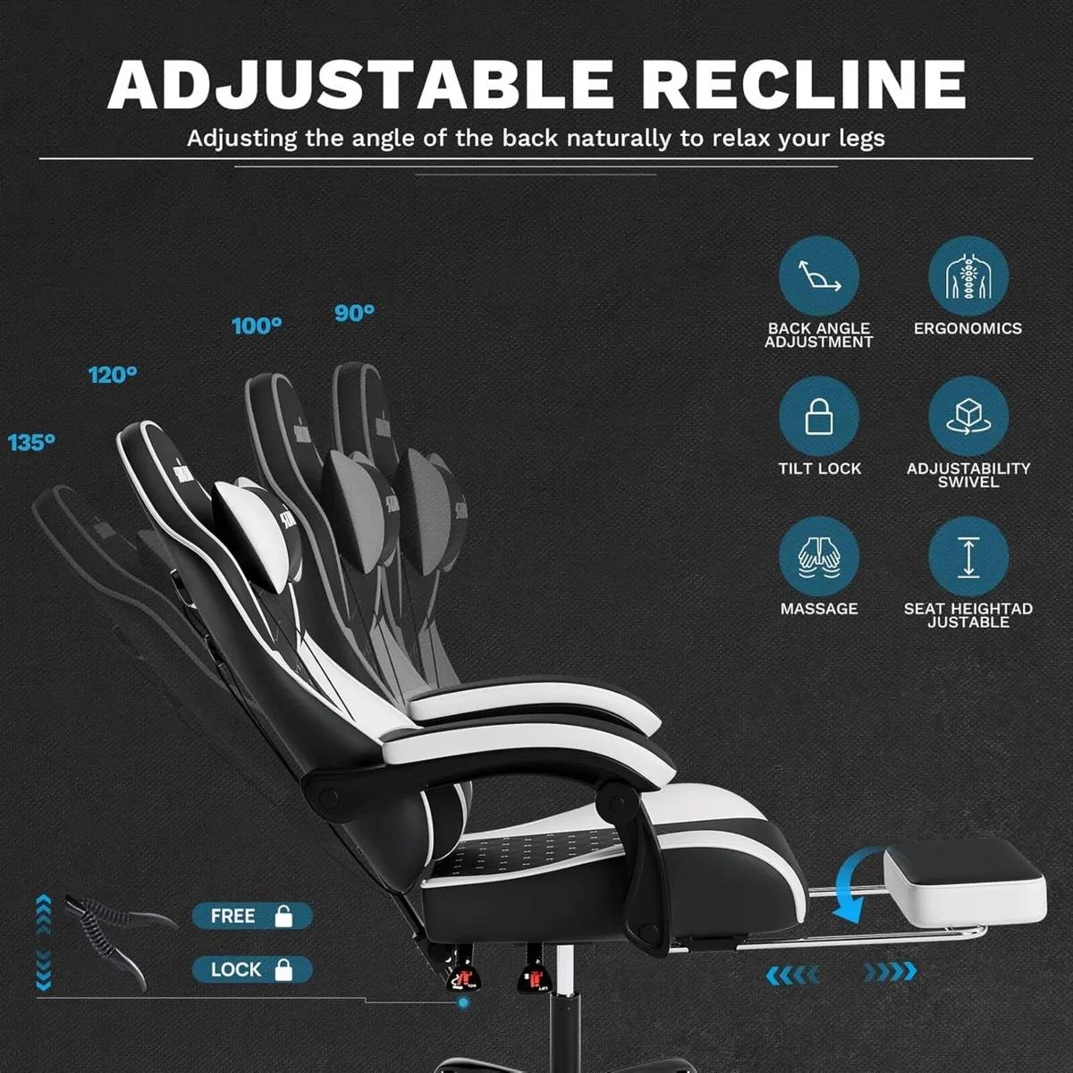 Gaming Chair Ergonomic Computer Chairs with - Image 4