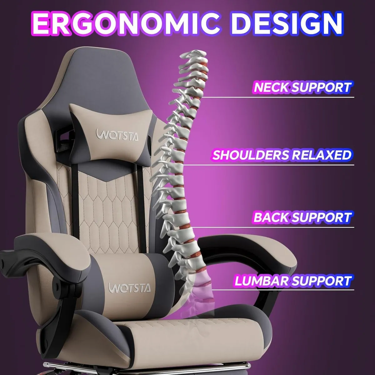 Gaming Chair Ergonomic with Footrest and Lumbar - Image 4