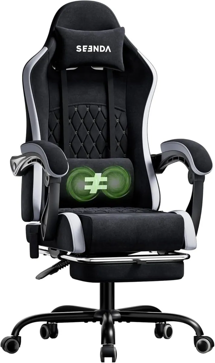 Fabric Gaming Chair with Footrest Ergonomic - Image 1