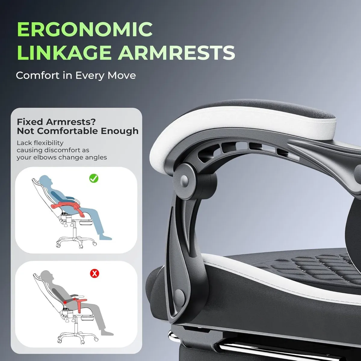 Fabric Gaming Chair with Footrest Ergonomic - Image 4