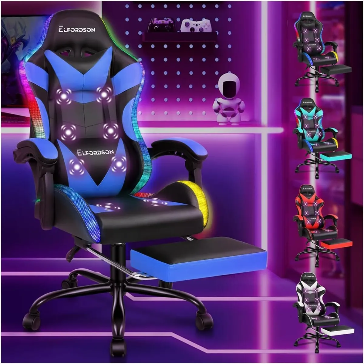 LED Gaming Chair with 8-Point Massage Ergonomic - Image 1