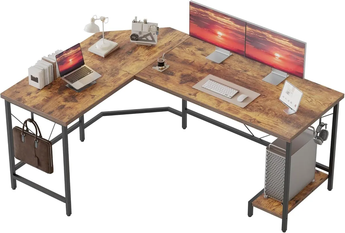 L Shaped Desk 135x110 cm Corner Gaming for Home - Image 1