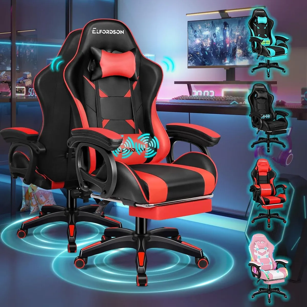 Gaming Chair with 2-Point Massage Cushion - Image 1