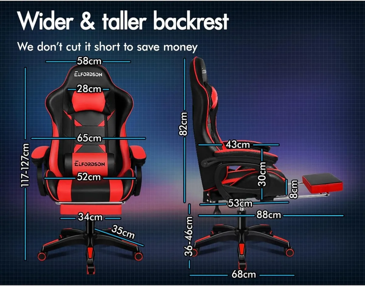 Gaming Chair with 2-Point Massage Cushion - Image 2