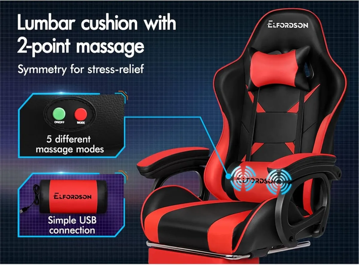 Gaming Chair with 2-Point Massage Cushion - Image 4