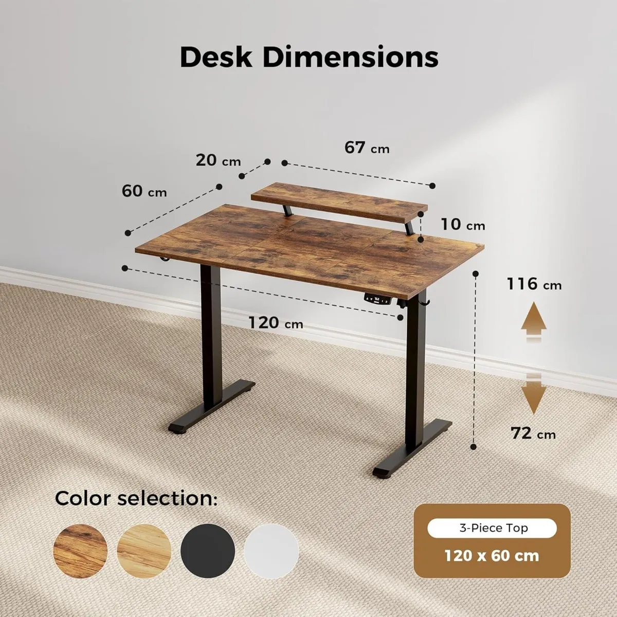 Electric Standing Desk with Movable Monitor Stand - Image 2