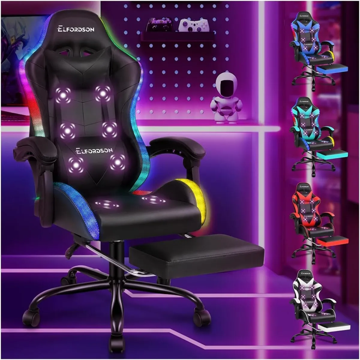 LED Gaming Chair with 8-Point Massage Ergonomic - Image 1
