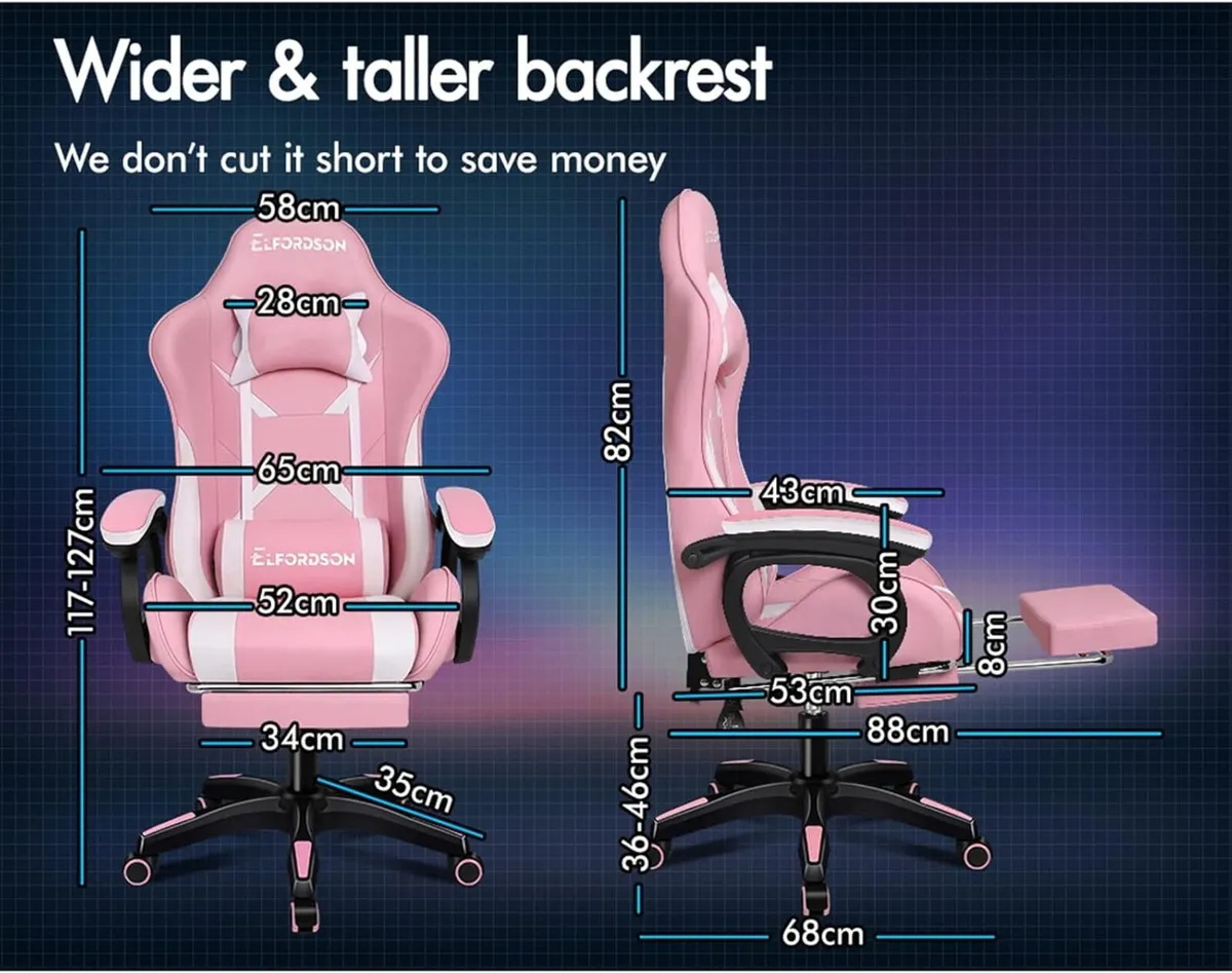 Gaming Chair with 2-Point Massage Cushion - Image 2