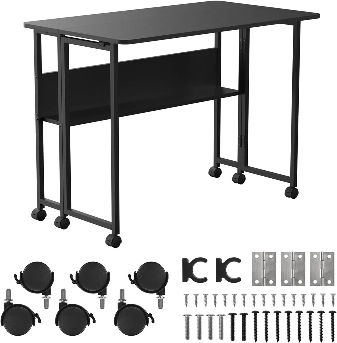 MC-126 B folding desk with shelf and castors top - Image 1