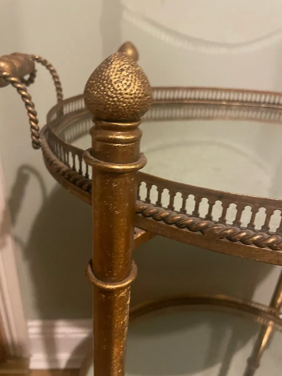 Gilt and glass drinks trolley - Image 1