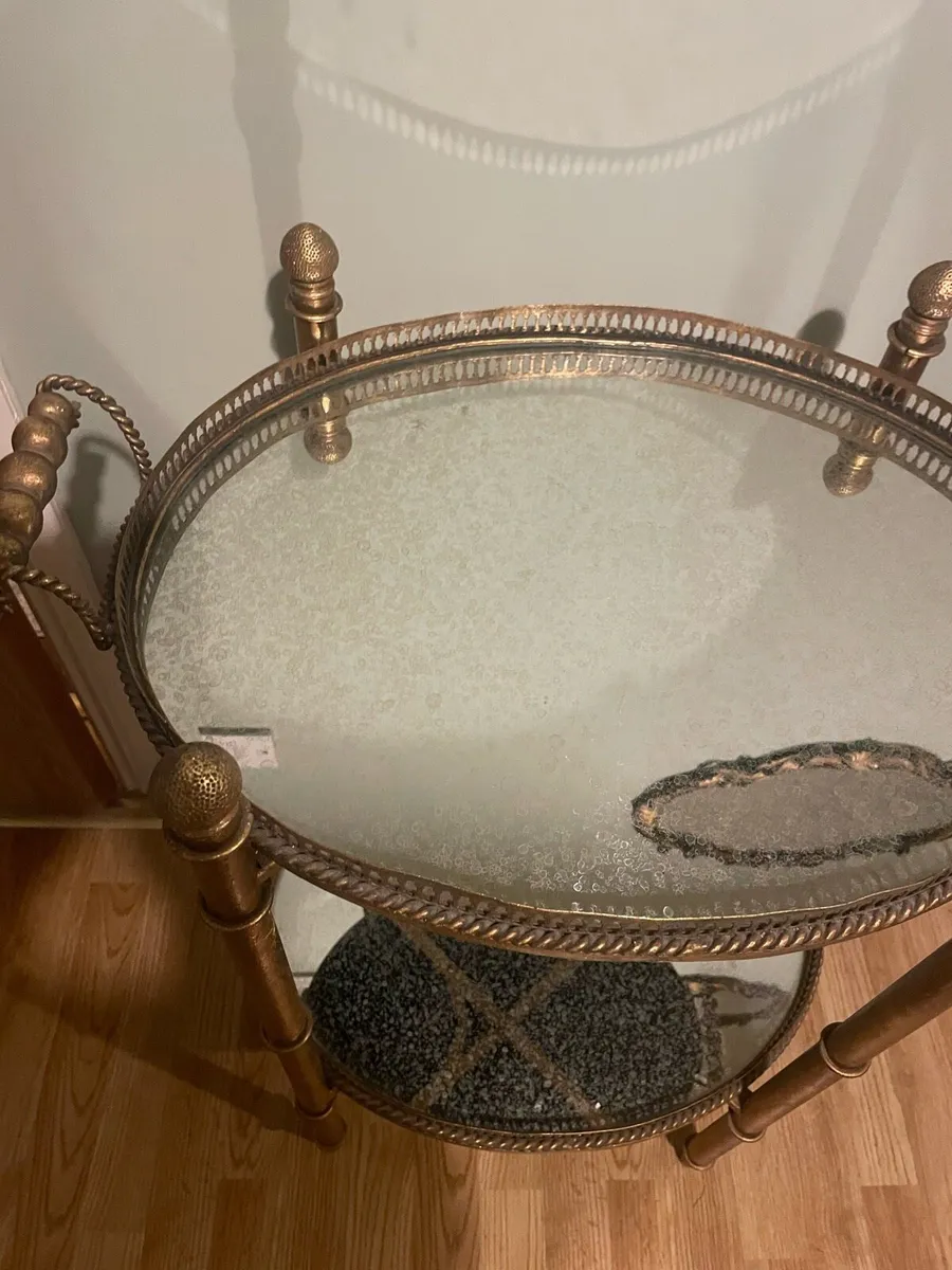 Gilt and glass drinks trolley - Image 3