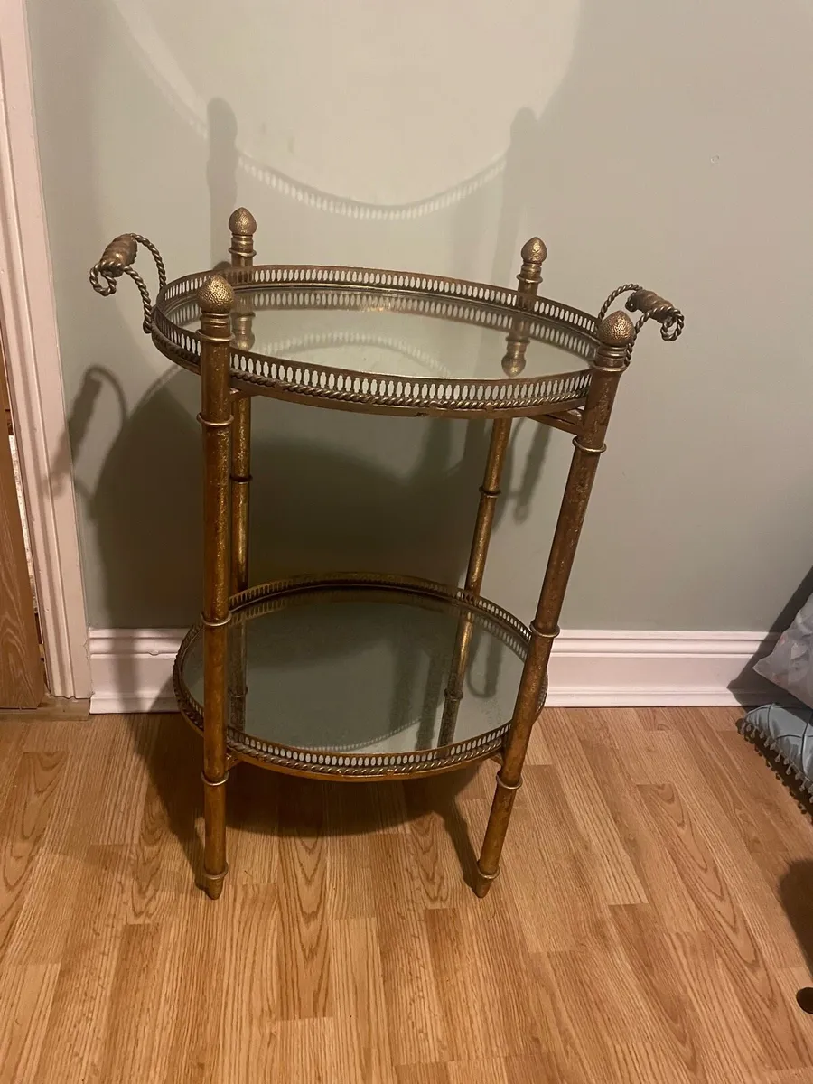 Gilt and glass drinks trolley - Image 4