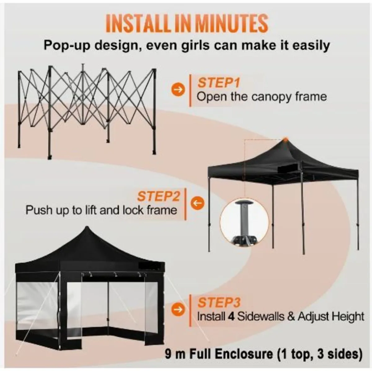 304.8 x 304.8 cm Pop Up Canopy Tent - Image 4