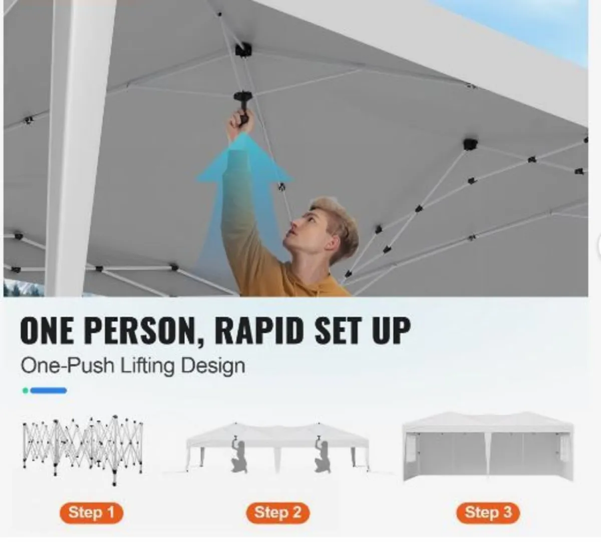 Pop Up Canopy, 5.9 x 2.96 m Instant Canopy - Image 2