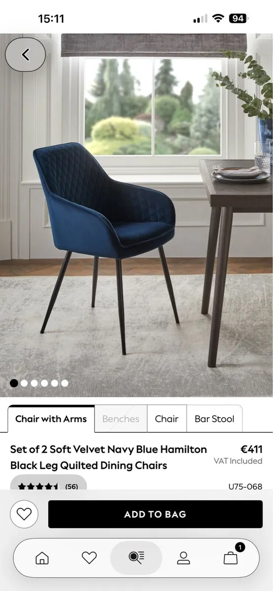Navy Blue Hamilton Dining Chairs from Next - Image 3