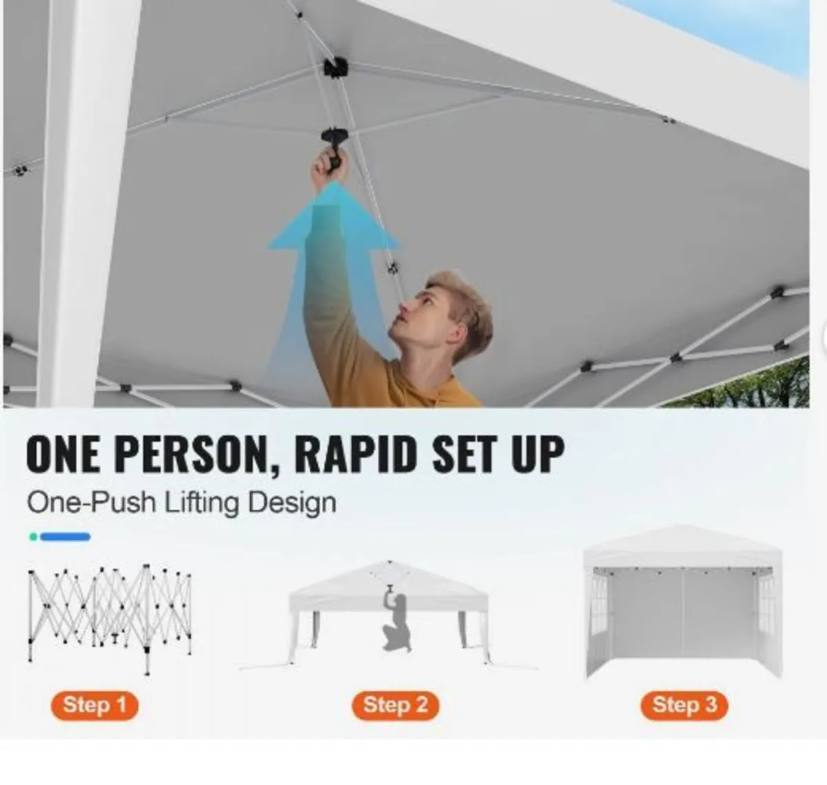 Pop Up Canopy, 2.95 x 2.95 m Instant Canopy - Image 3