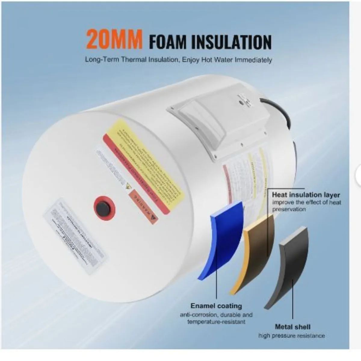 Electric Water Heater, 10 Gallon Tank Instant Hot - Image 3