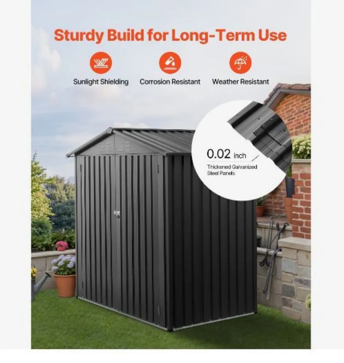 1860 x 1210 x 1841 mm Metal Garden Shed - Image 3