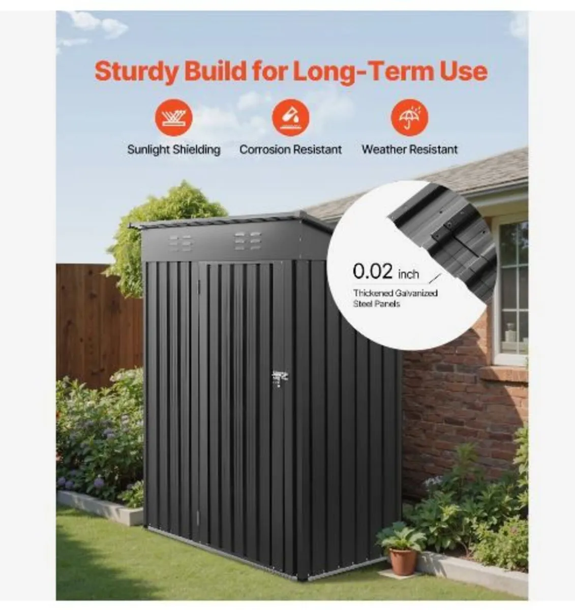 1533 x 876 x 1815 mm Metal Garden Shed - Image 3