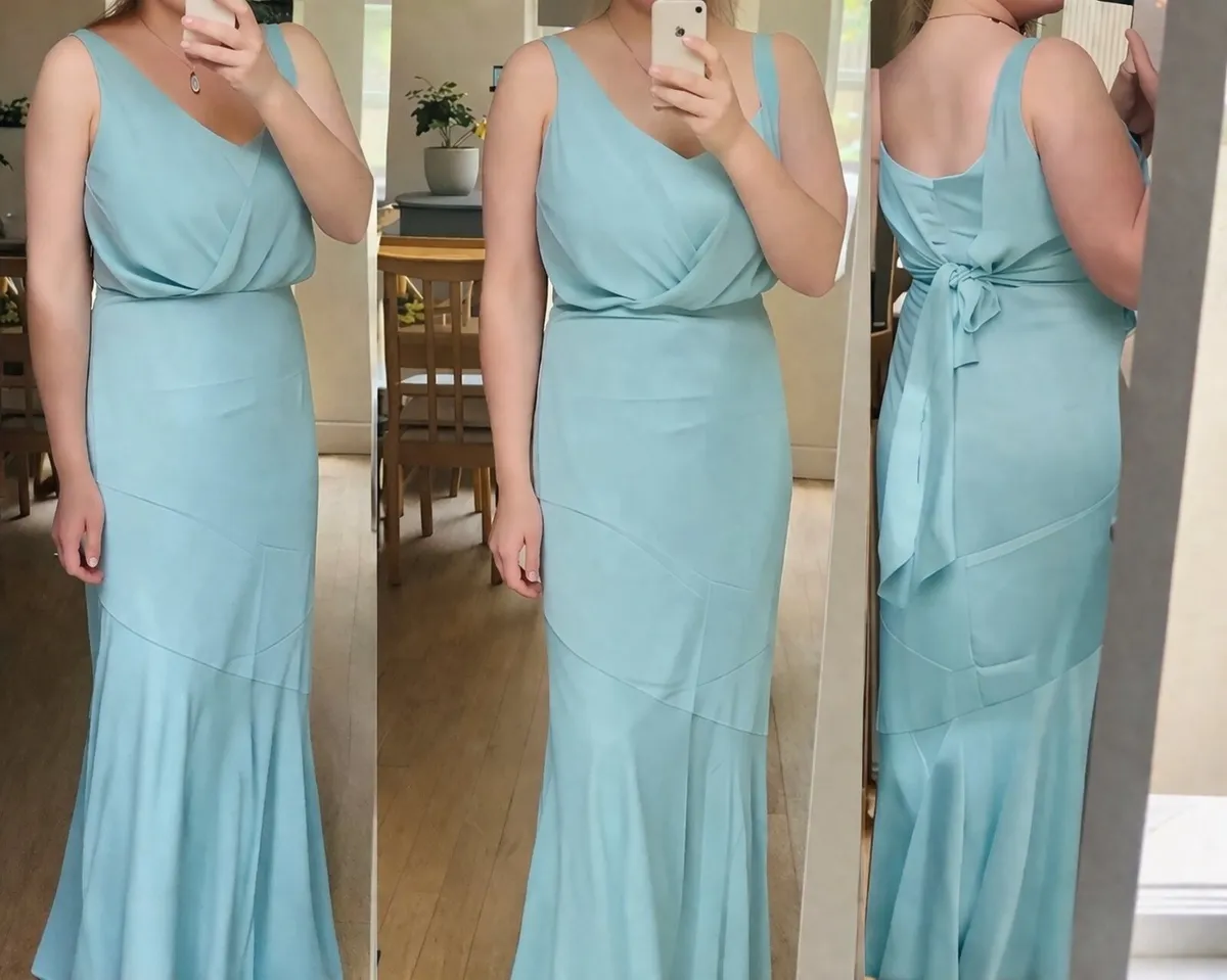 Oasis Bridesmaid Dress Maxi Aqua Size 16 - Image 2