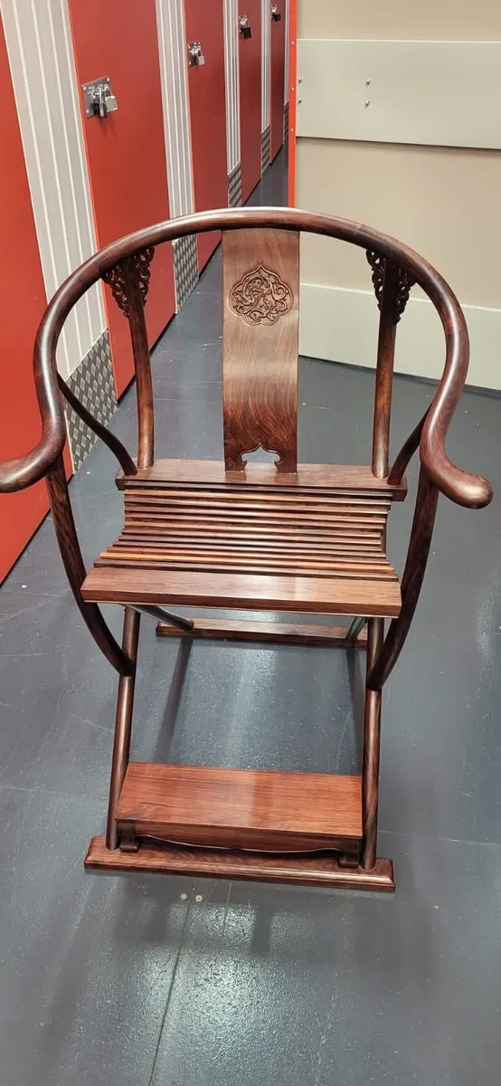 Antique Chinese Solid Wood Reading Chair - Image 4