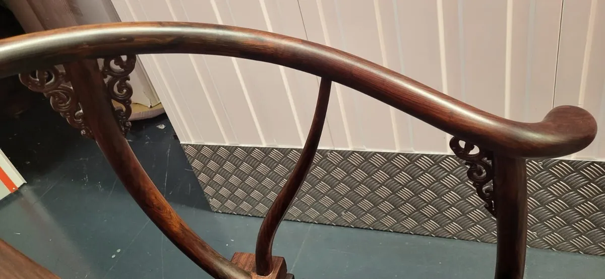 Antique Chinese Solid Wood Reading Chair - Image 3