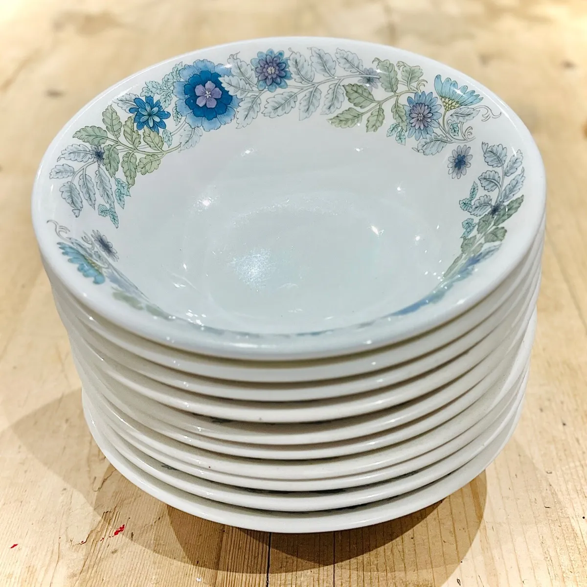 Vintage Wedgwood Bowls x10 – Blue & White - Image 1