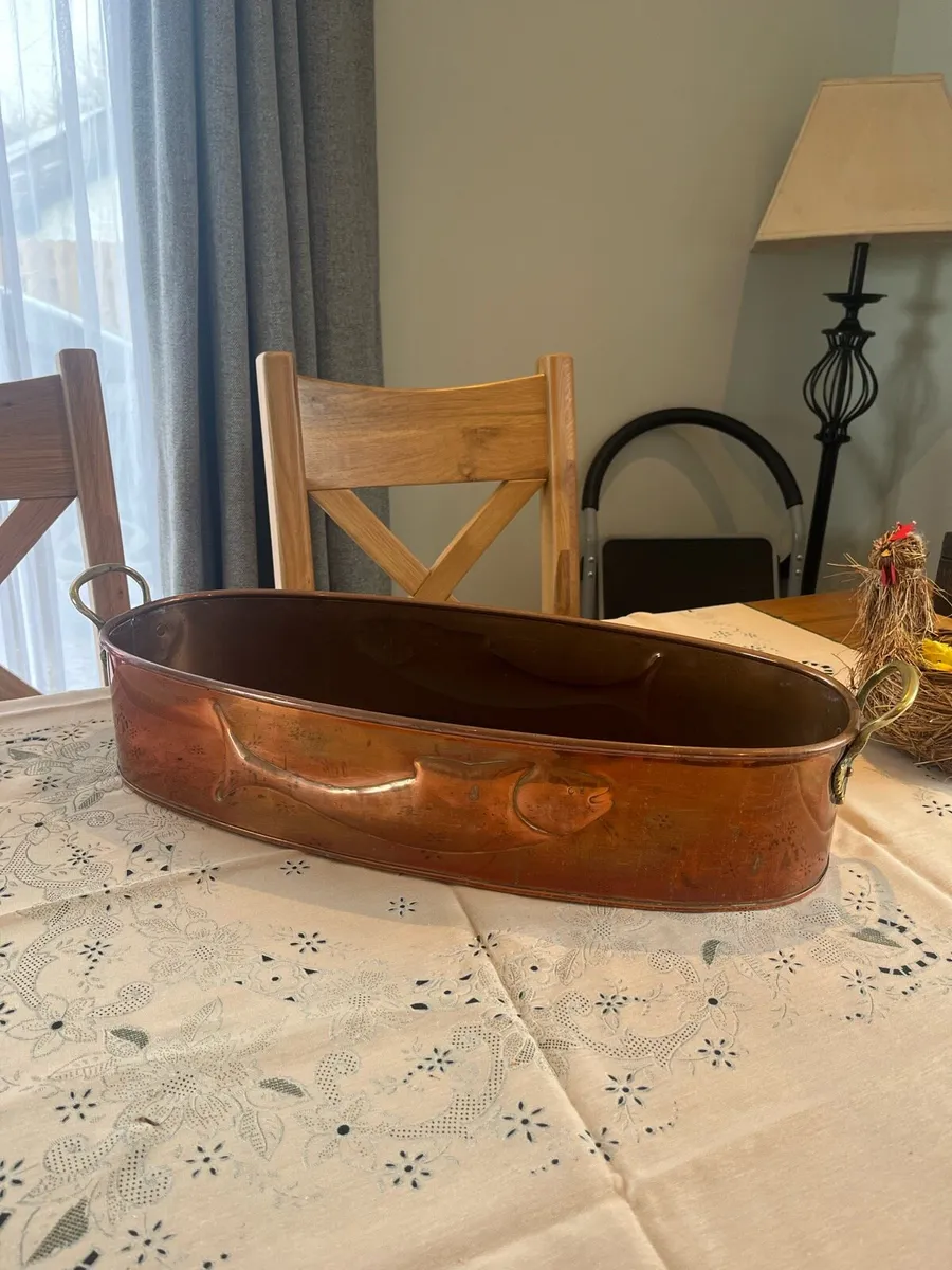 Antique Arts & Crafts Copper Fish Kettle - Image 1