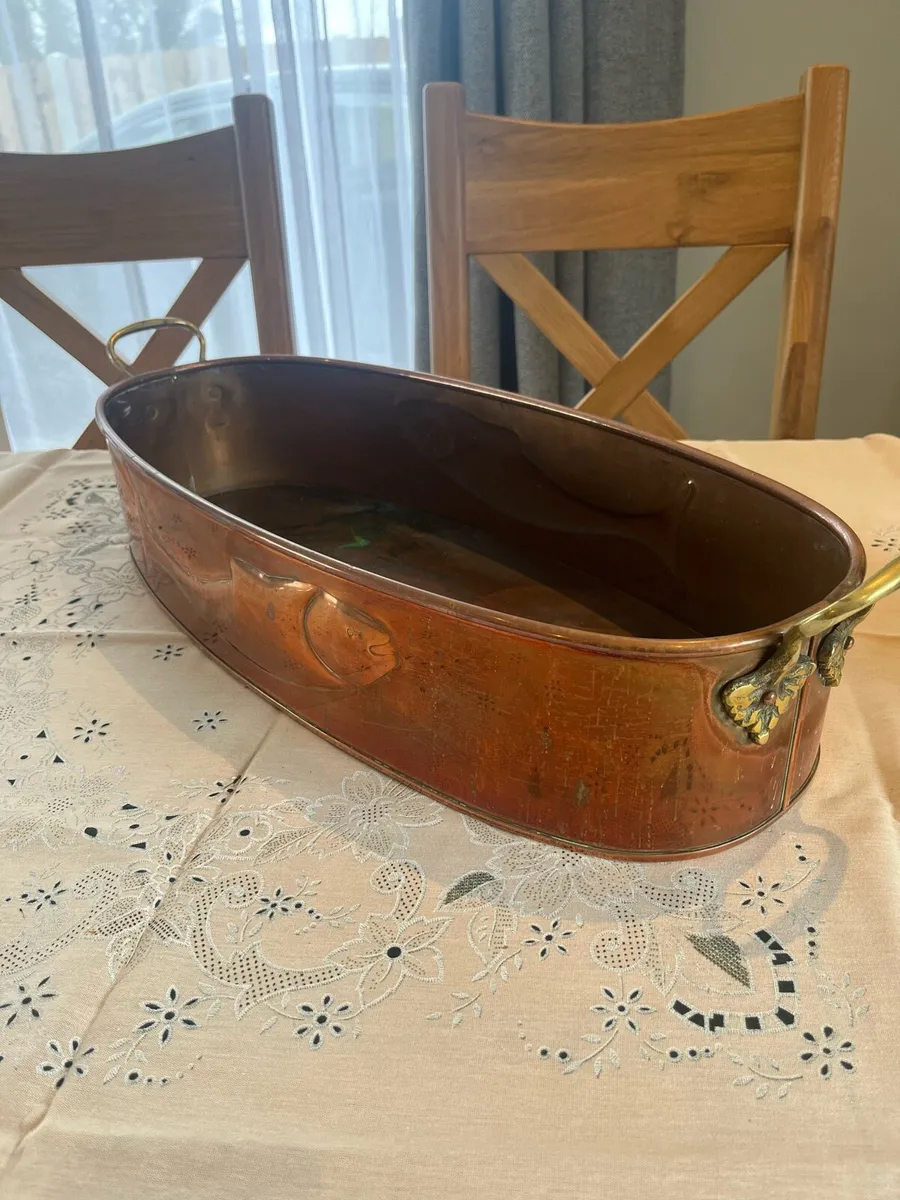 Antique Arts & Crafts Copper Fish Kettle - Image 2