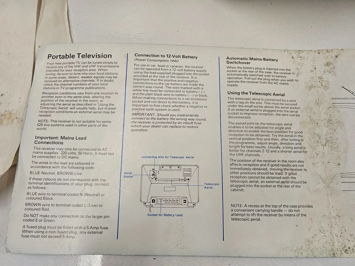 Faulty Vintage Television Ferguson CRT TV Black & - Image 4