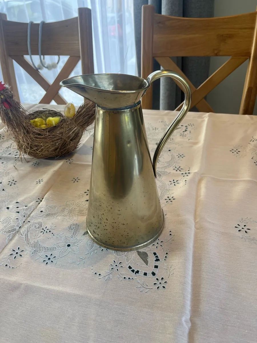 Antique Brass Pitcher Jug Stamped - Image 1