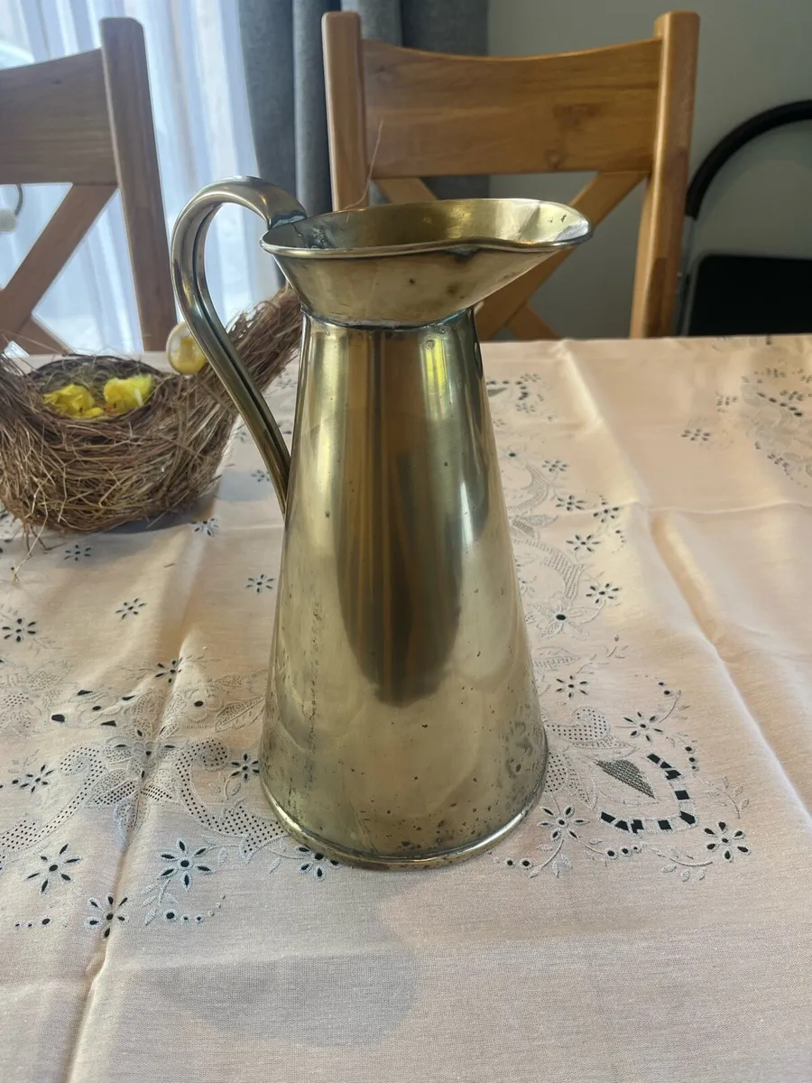 Antique Brass Pitcher Jug Stamped - Image 2