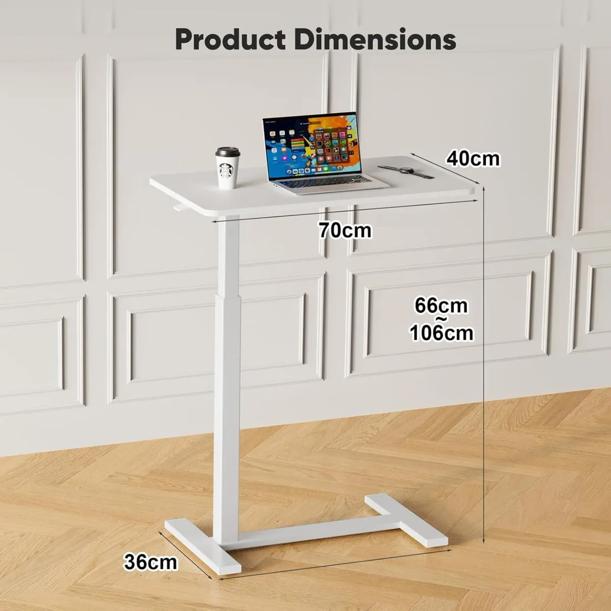 Mobile Standing Desk Over Bed Table with Wheels - Image 2