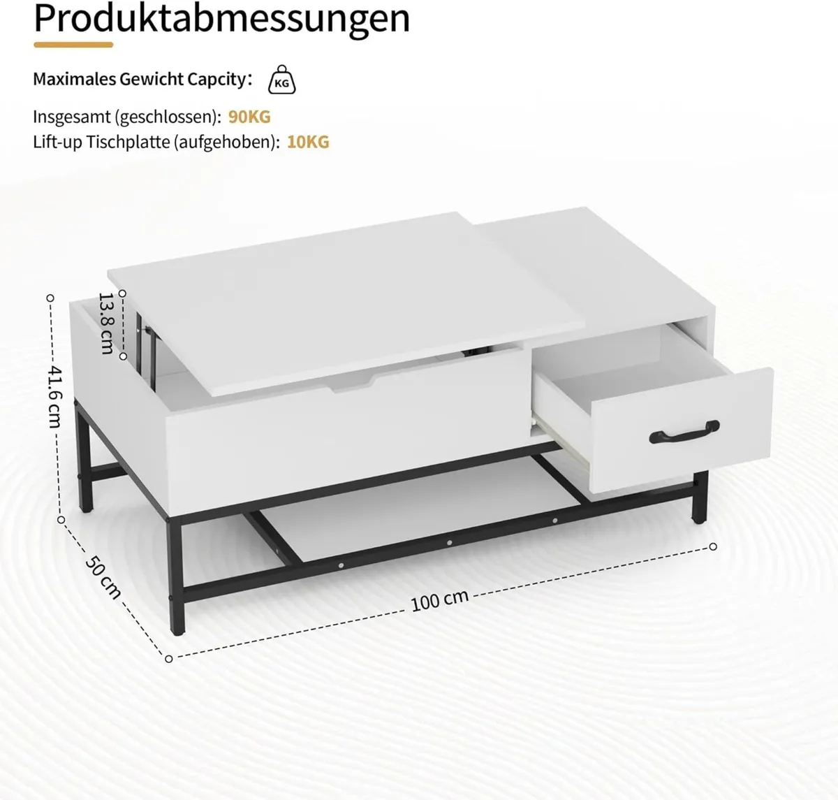 Lift Up Top Coffee Table Wooden Lifting with - Image 3