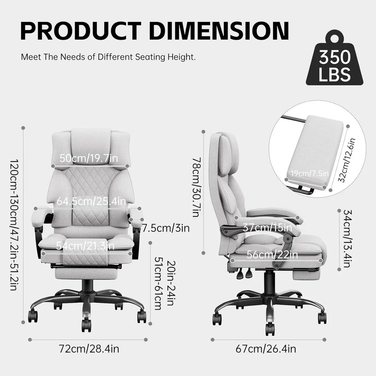 Desk Chair Ergonomic Office for Home Fabric - Image 3