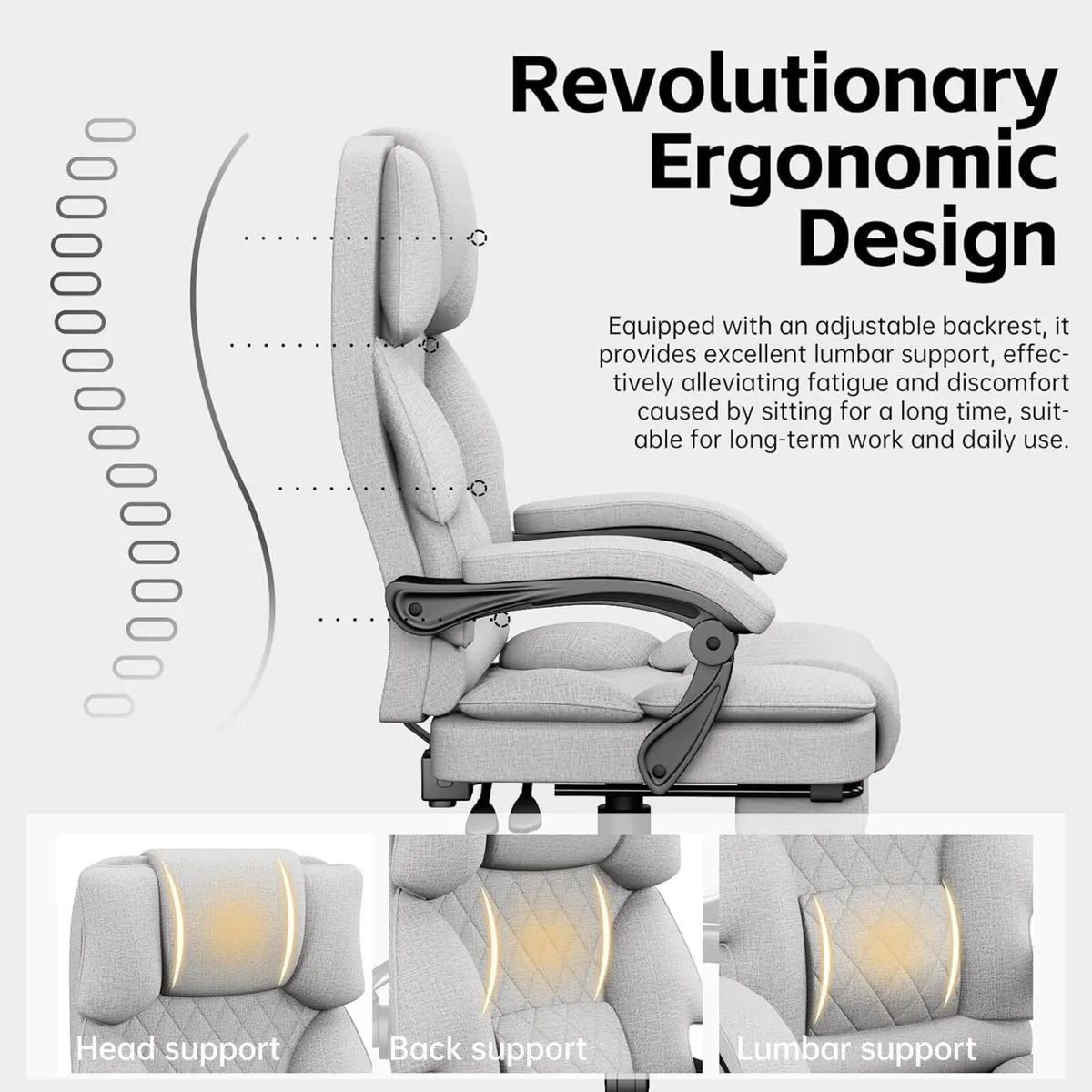 Desk Chair Ergonomic Office for Home Fabric - Image 4