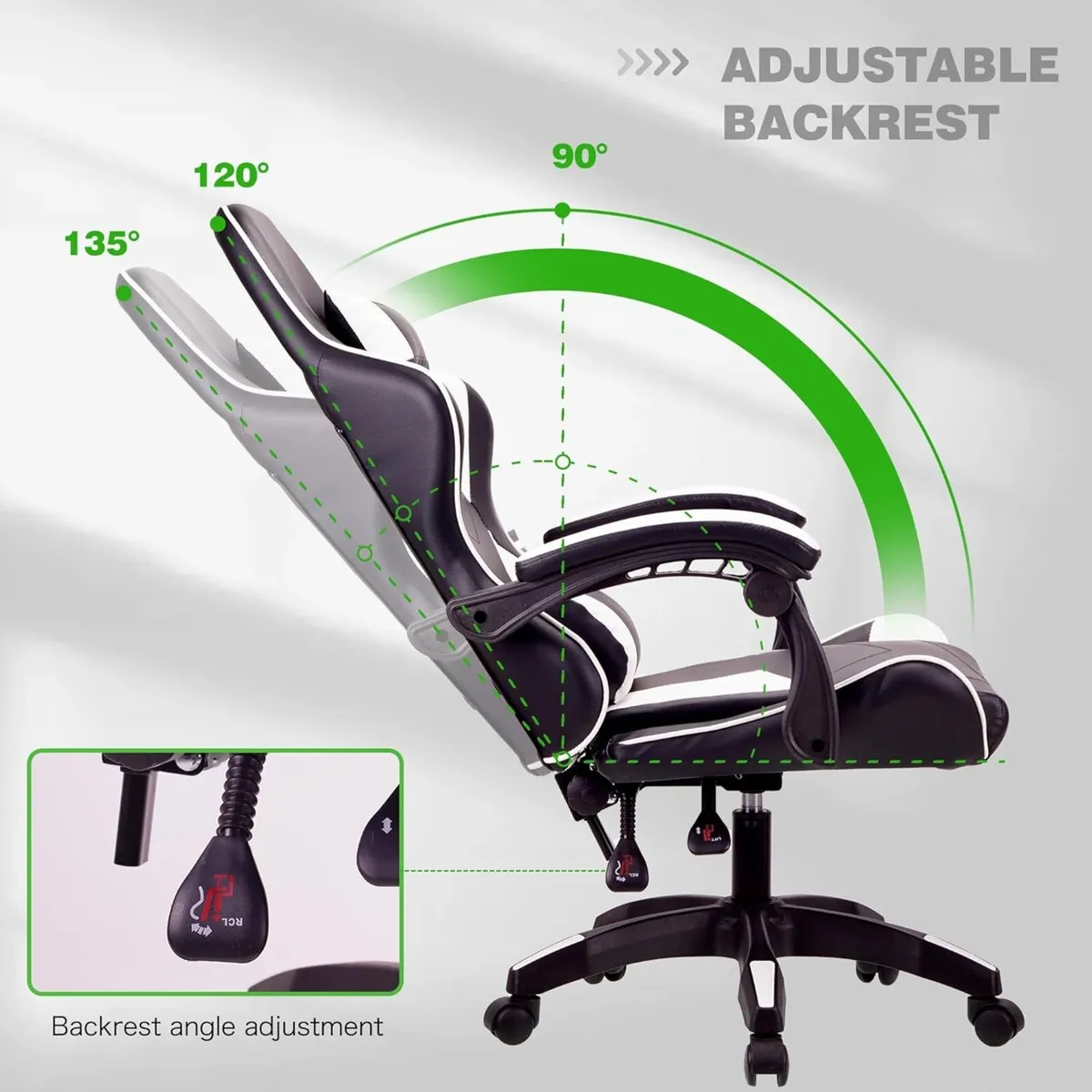 Ergonomic high-back gaming computer office study - Image 4