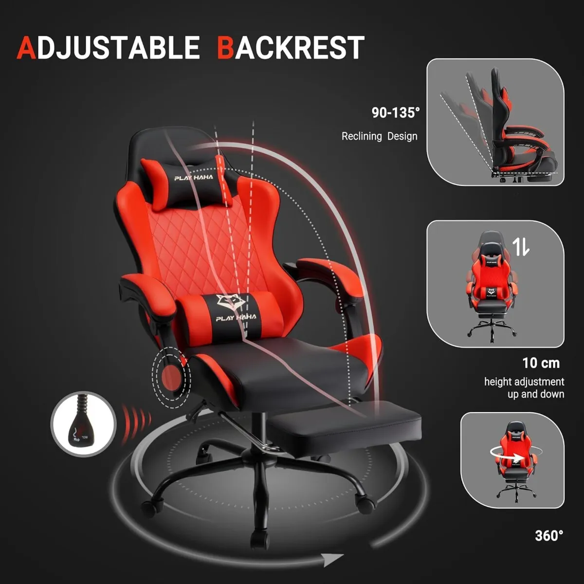 Gaming Chair Ergonomic Reclining Seat With - Image 4